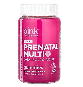Multivitamínico Pré-Natal + DHA, Ácido Fólico, 60 Gomas Sabor Frutas Naturais, Pink