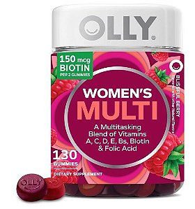 Multivitamínico feminino com Vitaminas A, D, C, E, Biotina, Ácido Fólico, 130 Gomas, OLLY