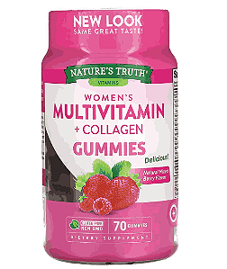Multivitamínico Feminino + Colágeno, 70 Gomas Sabor Frutas Vermelhas, Nature's Truth