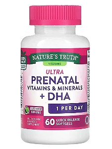 Vitaminas e Minerais Ultra Pré-Natal + DHA, 60 Cápsulas, Nature's Truth