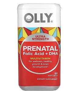 Vitaminas Pré Natal, Com Ácido Fólico + DHA, 60 Cápsulas, OLLY