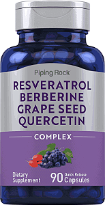 Resveratrol com Berberina, Quercetina e Semente de Uva, 90 Cápsulas, PipingRock
