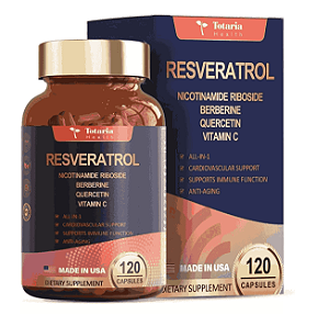 Resveratrol com Berberina, Quercetina, Vitamina C e Niacinamida, 120 Cápsulas, Totaria Health