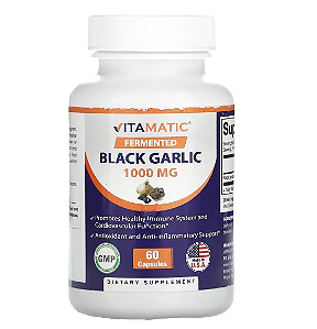 Fermented Black Garlic, Alho Negro Fermentado 500mg, 60 Cápsulas, Vitamatic