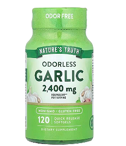 Odorless Garlic, Alho Inodoro de Alta Resistência 2400mg, 120 Cápsulas, Nature's Truth