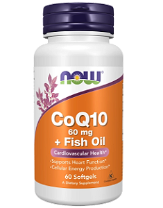 Coenzima CoQ10 60mg com Ômega, 60 Cápsulas, Now