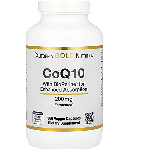 Coenzima CoQ10 200mg, com Bioperine, 360 Cápsulas, California Gold Nutrition