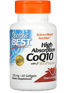 Coenzima CoQ10 Alta absorção, 100mg com BioPerine, 60 Cápsulas, Doctor's Best
