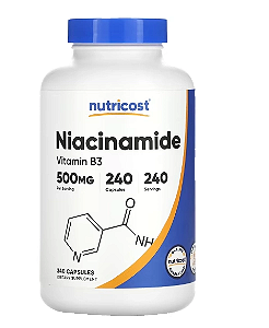 Niacinamida, 500mg, 240 Capsules, Nutricost