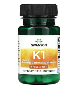 Vitamina K1 100mcg, 100 comprimidos, Swanson