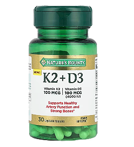 Vitamina K2 100mcg + D3 100mcg, 30 Cápsulas, Nature's Bounty