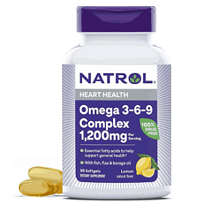 Ômega 3-6-9 Complex 1200mg, 90 Softgels Sabor Lemon, Natrol