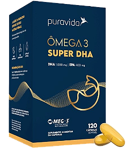 Ômega 3, Super DHA, 120 Cápsulas, PuraVida