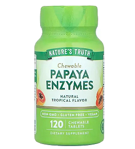 Papaya Enzymes, Enzimas de Mamão, 120 Comprimidos Mastigáveis Sabor Tropical Natural, Nature's Truth