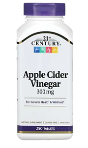 Apple Cider Vinegar, 300mg, 250 Comprimidos, 21st Century
