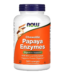 Papaya Enzymes, Enzimas de Mamão Mastigável, 360 Pastilhas, Now