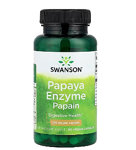 Papaya Enzyme Papain, Mamão e Enzimas Papaína 100mg, 90 Cápsulas, Swanson