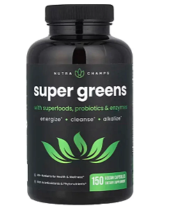 Superverdes com Superalimentos, Probióticos e Enzimas, 150 Cápsulas, NutraChamps