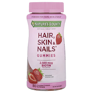 Hair, Skin, Nail (cabelo, pele e unha) 2500mcg, 80 Gomas Natures Bounty