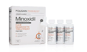 Minoxidil 5%, Tratamento Estimulante Capilar de 3 Meses, Frascos de 60ml Cada, Neutro, Foligain