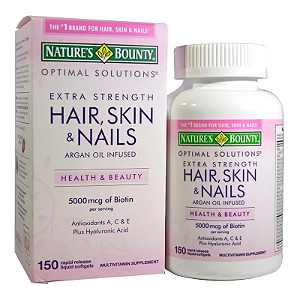 Hair Skin Nail, Cabelo, Pele e Unha, 5000mcg, 150 Capsulas, Natures Bounty