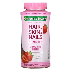 Hair, Skin, Nail (cabelo, pele e unha) 2500mcg, 140 Gomas, Natures Bounty