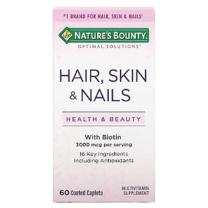Hair, Skin, Nail (cabelo, pele e unha) 3000mcg, 60 capsulas Natures Bounty