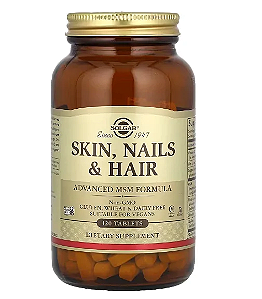 Skin Nails Hair, Pele Unhas e Cabelo, Fórmula com MSM, 120 Comprimidos, Solgar
