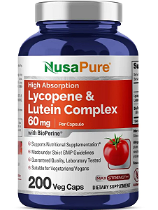 Complex de Licopeno e Luteína 60mg, 200 Cápsulas, NusaPure