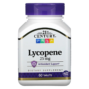 Licopeno (Lycopene), 25mg, 60 Comprimidos, 21st Century