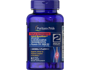 Glucosamina e Condroitina com Vitamina D3, 50mcg, 80 Comprimidos, Puritan's Pride