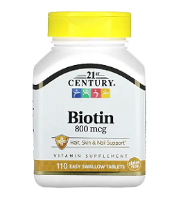 Biotina, 800mcg, 110 Cápsulas, 21st Century