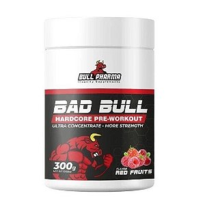 Pré Treino Bad Bull Hardcore, 300g Sabor Frutas Vermelhas, Bull Pharma