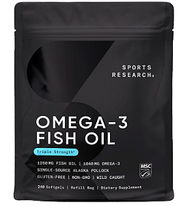 Ômega 3 Tripla Potência, Óleo de Peixe 1250 mg, 240 Cápsulas, Sports Research