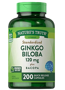 Ginkgo Biloba, 120mg, com Bacopa, 200 cápsulas, Nature's Truth