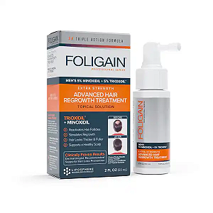 Foligain Minoxidil 5% + 5% TRIOXIDIL Tratamento 2 mês Foligain Spray