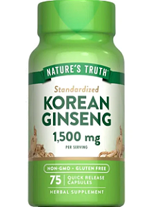 Ginseng coreano, 1500mg, 75 cápsulas de liberação rápida, Nature's Truth