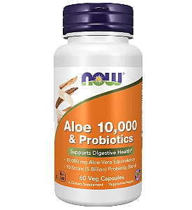 Aloe 10000 e Probióticos, 60 Cápsulas, Now