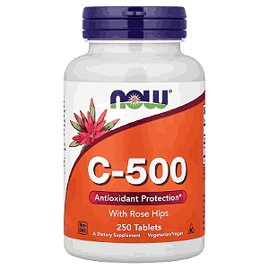 Vitamina C-500 Com Rosa Mosqueta, 250 Comprimidos, Now