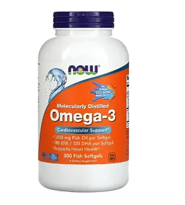 Ômega-3, 1000mg, 180 EPA/120 DHA, 200 Cápsula Softgel, Now