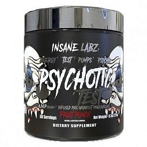 Pré-Treino, Psychotic Test, com Testosterona, DMAE, Creatina HCL, 275g, Insane Labz