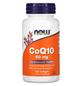 Coenzima CoQ10 50mg com Vitamina E, Cápsulas Opções, Now