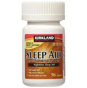 Sleep Aid, Auxílio Do Sono Doxylamine 25mg, 96 comprimidos, Kirkland