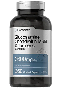 Glucosamina e condroitina com MSM e Cúrcuma, 3600mg, 360 Cápsulas, Horbaach