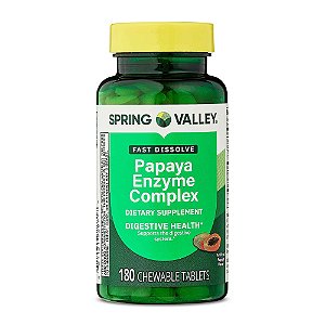 Enzima de Papaya, 180 tablets mastigáveis, Spring Valley