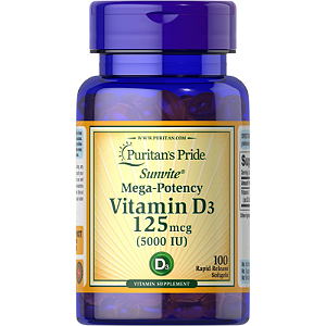 Vitamina D3 5000 Ui 125mcg Puritans Pride 100 Softgel Vit D3