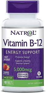 Vitamina B-12 Fast Dissolve Natrol Morango 5.000Mcg 100 Tab