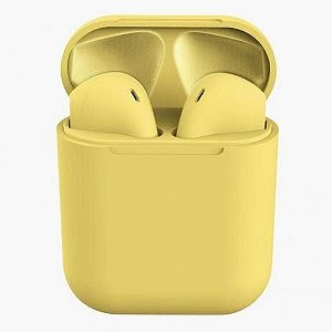 Fone De Ouvido Inpods 12 Sem Fio Bluetooth Tws V5.0 Yellow