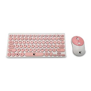 Kit Freestyle V2 Teclado e Mouse Sem Fio Branco/Rosa