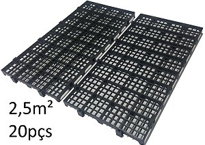 20pçs Estrado Plastico Preto 50x25x2,5cm - Pallet Palete